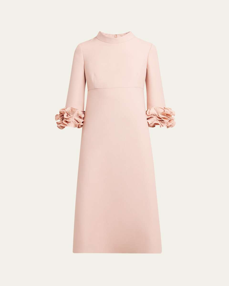 Floral Cuff Crepe Couture Midi Dress